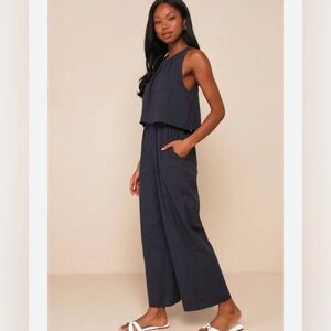 Elegant Navy Jumpsuit -Vince Camunto